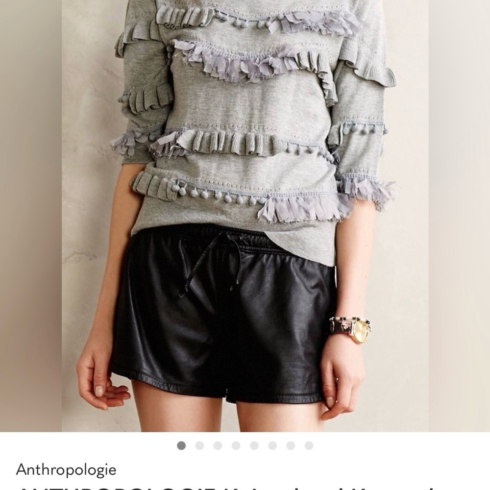 Anthropologie Gray Ruffle Sweater